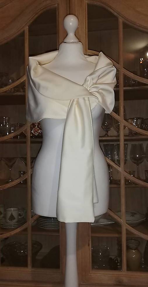  - Štóla k svadobným šatám  (smotanová 180cm) - 15574315_