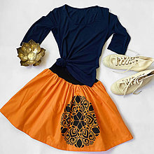 Sukne - Oranžová sukňa s mandalou - 15573540_