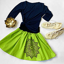 Sukne - Zelená sukňa s mandalou - 15573565_