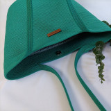 Kabelky - Taška na rameno z bavlnených šnúr, smaragdová - 15573310_