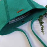 Kabelky - Taška na rameno z bavlnených šnúr, smaragdová - 15573314_