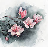 Obrazy - Originálna akvarelová maľba "Magnolia" - 15574064_