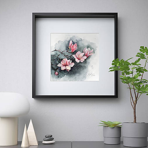 Obrazy - Originálna akvarelová maľba "Magnolia" - 15574068_