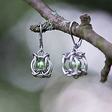 Náušnice - Mini lucerny - tyrkysové náušnice (hráškově zelená) - 15577227_