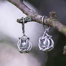 Náušnice - Mini lucerny - tyrkysové náušnice (Světle šedá) - 15577243_