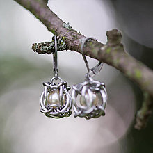 Náušnice - Mini lucerny - tyrkysové náušnice (Krémová) - 15577246_