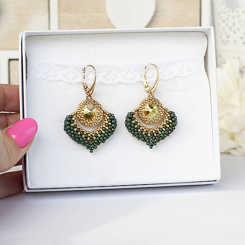 šité náušnice V RÍŠI SNOV (LG - pozlátené 24kt Au)