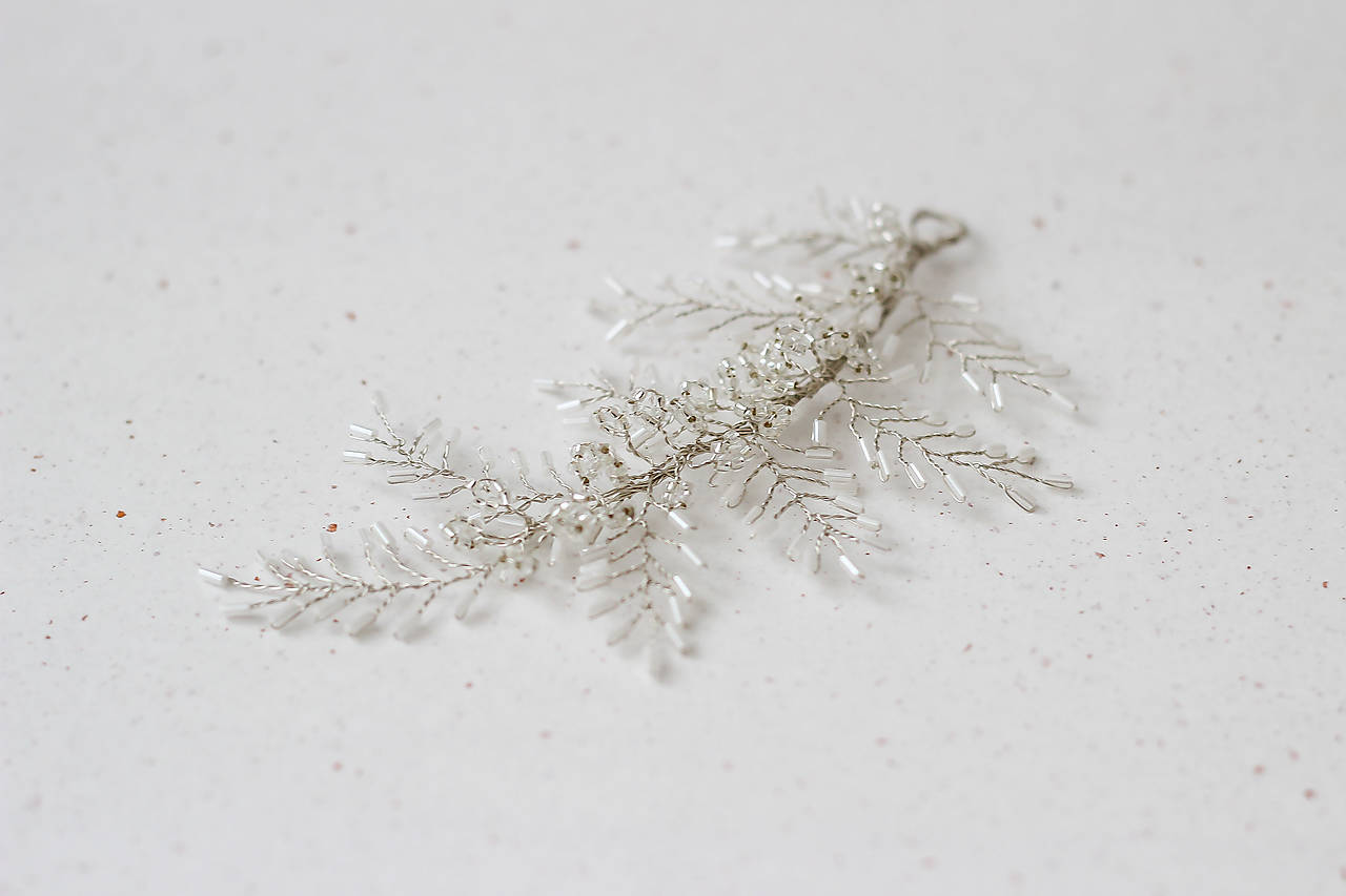 Svadobná vlasová aplikácia Olívia (Strieborná)