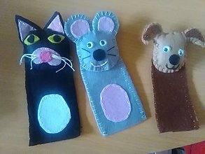 Hračky - Prstové maňušky -  mačka, myška, psík - 15577670_