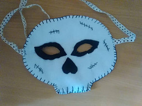 Detské doplnky - Karnevalová maska z filcu (Lebka) - 15578008_