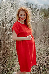 Oblečenie na dojčenie - Ľanové MIDI šaty – červené - 15577699_