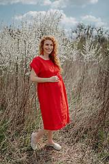 Oblečenie na dojčenie - Ľanové MIDI šaty – červené - 15577700_