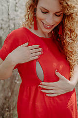 Oblečenie na dojčenie - Ľanové MIDI šaty – červené - 15577702_