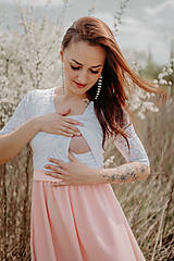 Šaty - Spoločenské šaty – MAMA A DCÉRA – bielo ružové - 15577782_