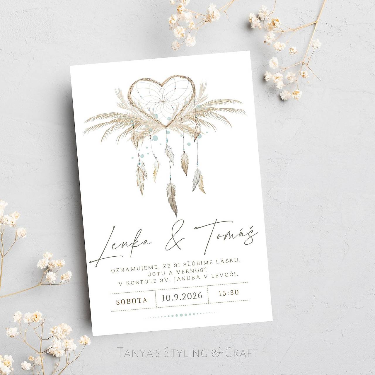 BOHO svadobné oznámenie