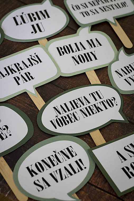 Tabuľky - Rekvizity k fotokútiku SET SKLADOM - "Zeleno-biele bubliny " - 15577721_