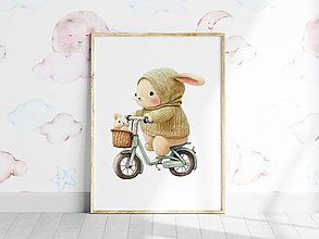 Grafika - Plagát| Pletený zajačik na bicykli| 03 - 15578455_