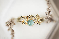 Prstene - Zlatý prsteň s akvamarínom - Bokeh Gold Aqua - 15579227_