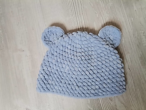 Detské čiapky - Čiapočka Teddy - veľkosť 0-3m  (Ľanová modrá) - 15581653_