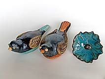 Dekorácie - Keramický vtáčik s tyrkysovomodrým bruškom - zápich - 15580471_
