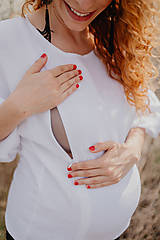 Oblečenie na dojčenie - Mušelínová blúzka na dojčenie s PUFF rukávom - biela - 15579888_