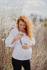 Oblečenie na dojčenie - Mušelínová blúzka na dojčenie s PUFF rukávom - biela - 15579890_