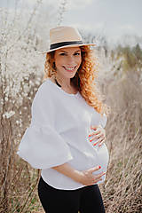 Oblečenie na dojčenie - Mušelínová blúzka na dojčenie s PUFF rukávom - biela - 15579892_