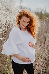 Oblečenie na dojčenie - Mušelínová blúzka na dojčenie s PUFF rukávom - biela - 15579894_