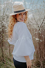 Oblečenie na dojčenie - Mušelínová blúzka na dojčenie s PUFF rukávom - biela - 15579895_