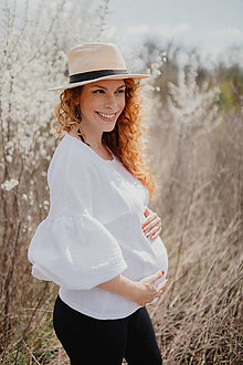 Oblečenie na dojčenie - Mušelínová blúzka na dojčenie s PUFF rukávom - biela - 15579889_