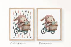 Grafika - Plagát| Pletený zajačik na bicykli| 04 - 15579198_