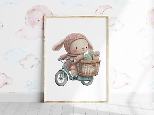 Plagát| Pletený zajačik na bicykli| 04
