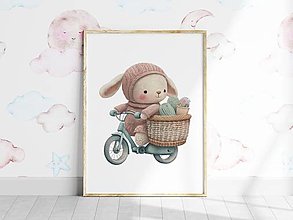 Grafika - Plagát| Pletený zajačik na bicykli| 04 - 15579165_
