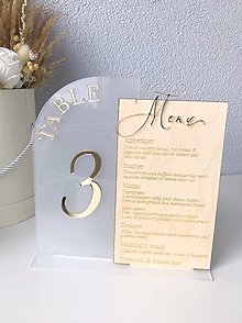 Tabuľky - Čísla na svadobné stoly + svadobné menu - 15581614_