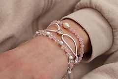 Sady šperkov - TRIO náramky z minerálov pink - 15580231_