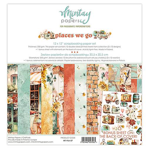 Papier - Mintay Scrapbook papier 12x12 Places we go - 15584378_