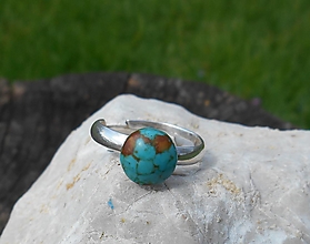 Prstene - ring with tyrkys-nature-striebro-prsteň - 15583167_