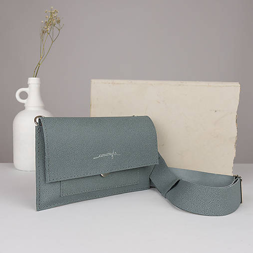 Kabelky - Kožená mini kabelka Suri (gray melir) - 15583175_