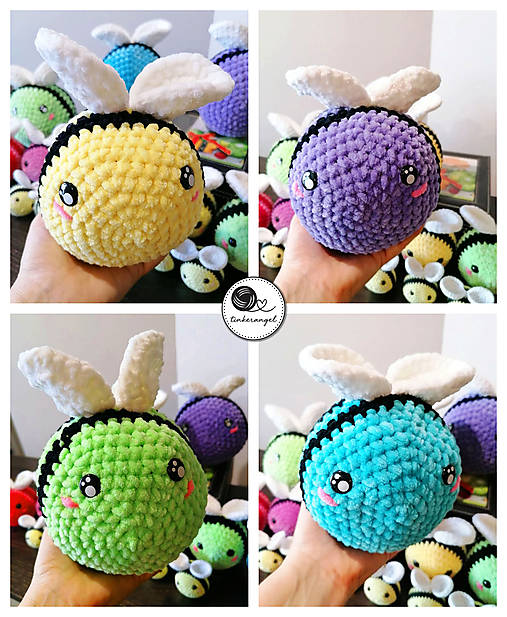 Hračky - Plyšové háčkované včielky-veľké - 15583152_