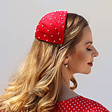 Čiapky, čelenky, klobúky - Lola - pol klobúk červený - 15584613_