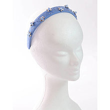 Ozdoby do vlasov - Kvetinky - hodvábna čelenka, bledo modrá - 15581734_