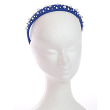 Ozdoby do vlasov - Perly - bavlnená čelenka, modrá - 15581759_