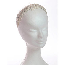 Ozdoby do vlasov - Lacy - hodvábna čelenka z čipkou, ivory - 15581779_