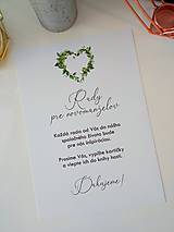 Papiernictvo - Karta s pokynmi - Rady pre novomanželov v štýle greenery so srdiečkom z lístkov A02 - 15582142_