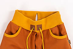 Detské oblečenie - softshell nohavice horčica klasický strih - 15581848_