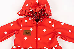 Detské oblečenie - prechodný softshell kabátik bodka červený - 15581866_