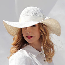 Čiapky, čelenky, klobúky - Akemi - biely klobúk - 15585083_