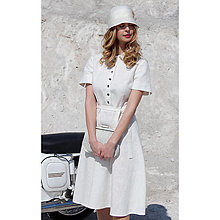 Šaty - Leona - ľanové košeľové šaty, biele - 15585457_