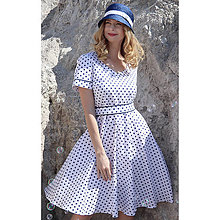 Šaty - Dotty - letné šaty, modré bodky na bielej - 15586091_