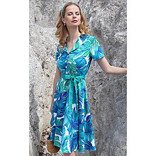 Šaty - Colette - košeľové šaty s listami, krátky rukáv - 15587085_
